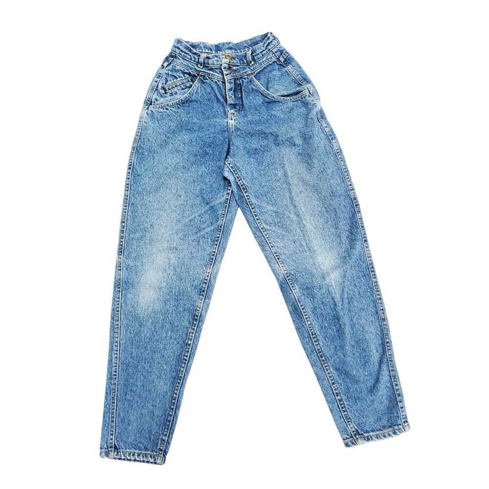 Vintage Lee Mom Jeans Double Button Fly Tapered Leg High Waisted Sz 5 Med